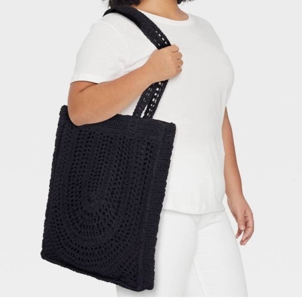 Crochet Tote Handbag - Universal Thread™ Black